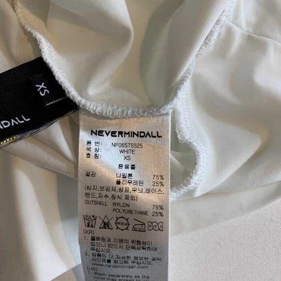 NevermindAll Top Womens XS White Perforated Ruffle High Collar Elizabethan Golf - Picture 10 of 12